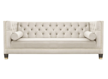 Ylellinen Vaalea Chesterfield Sametti Kolmipaikkainen Sohva Huonekalut Hotelli Olohuone Toimisto